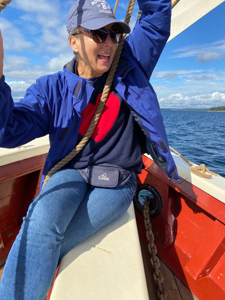 Heidi on her last Maine coastal cruise aboard J&E Riggin