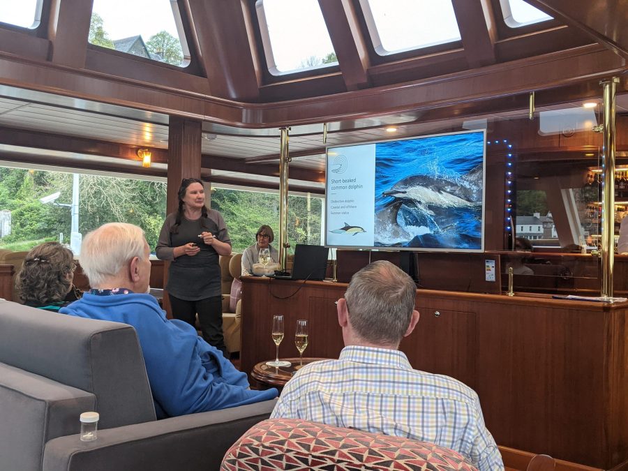 Marine life presentation onboard while in Tobermory on a Lord of the Highlands cruise