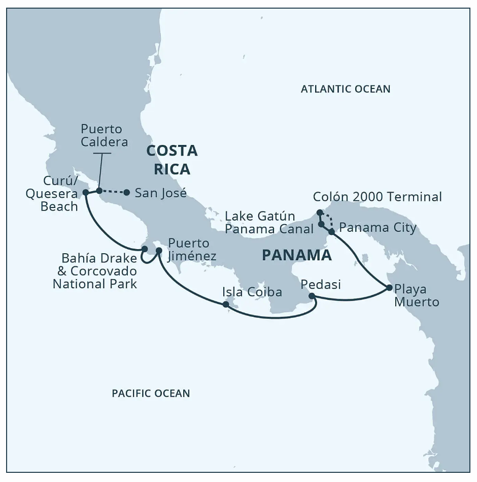 Adventure Canada Cruise Review Panama & Costa Rica route map