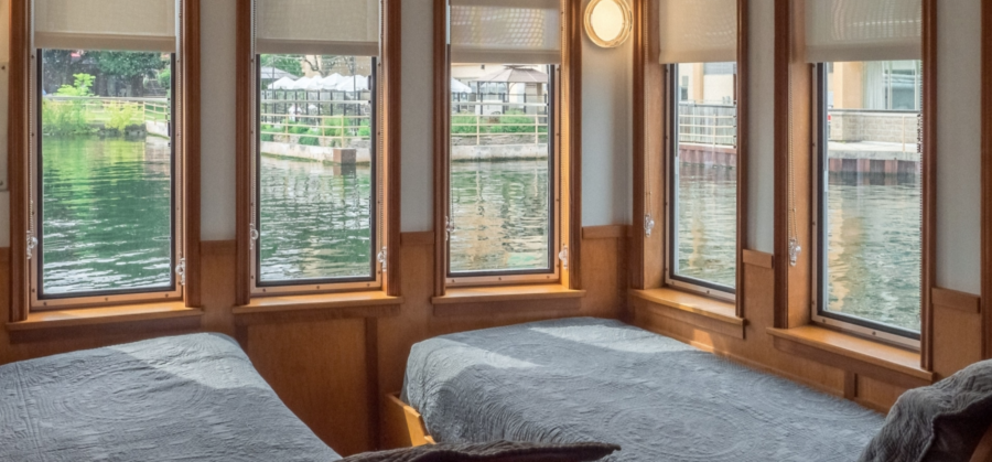 Sterling cabin with double windows on Canada River cruise