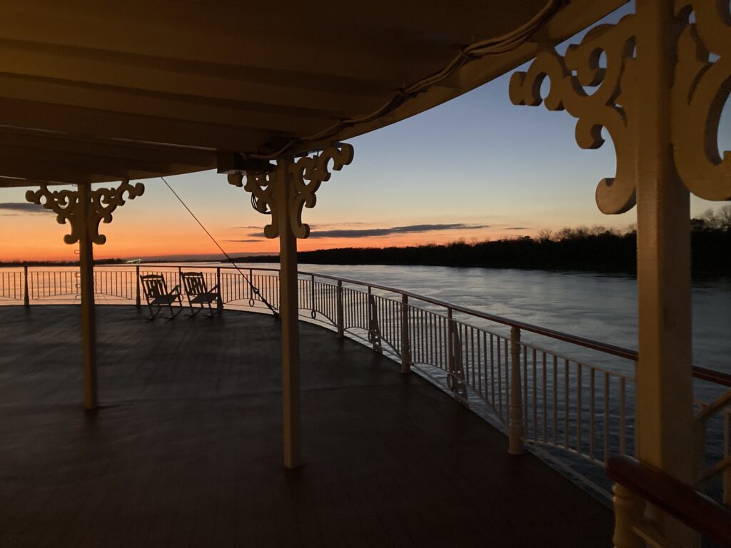 sunset from deck of American Queen