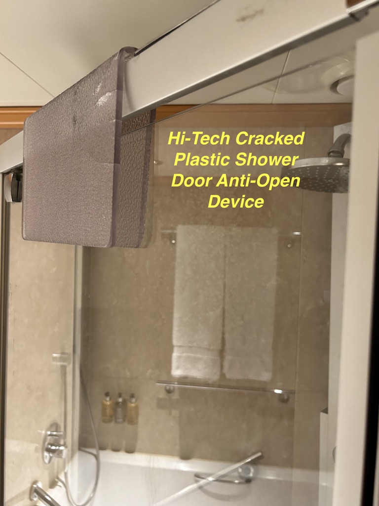 SeaDream II Cruise Review talks about shower door issues