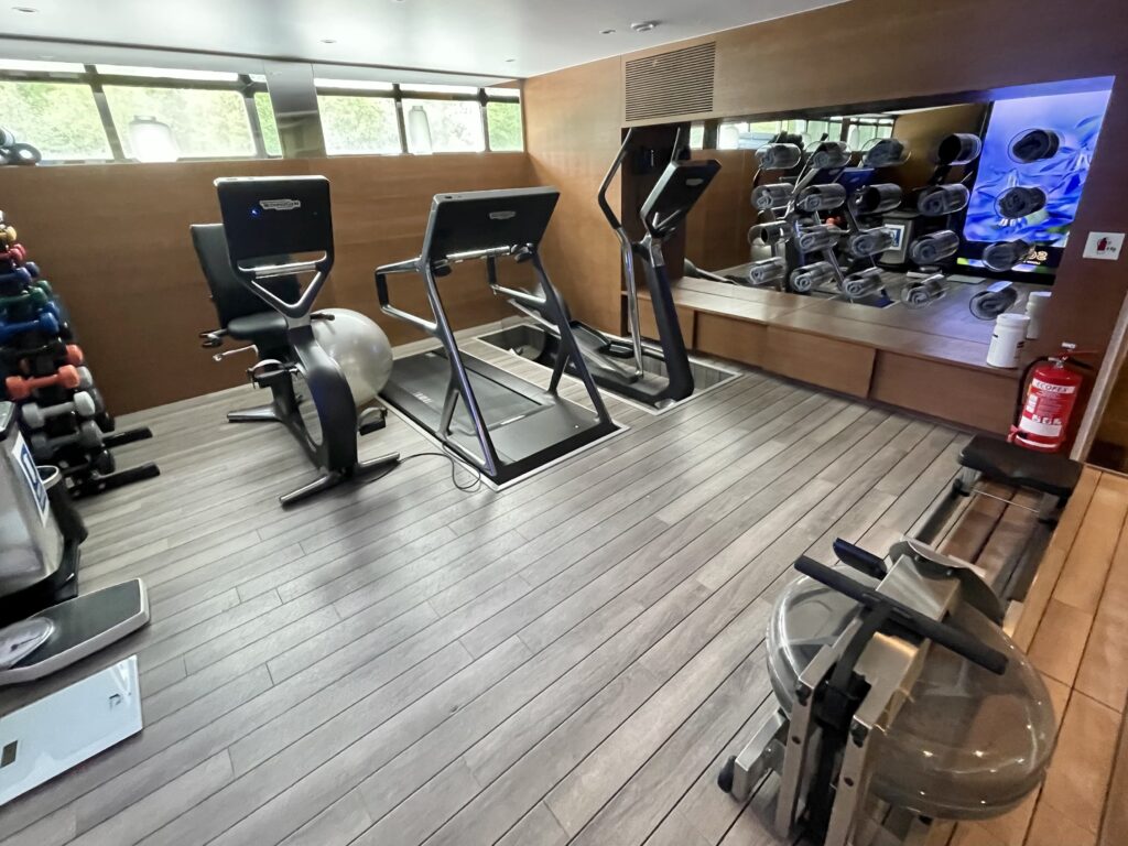 the gym on a Scenic Opal river cruise