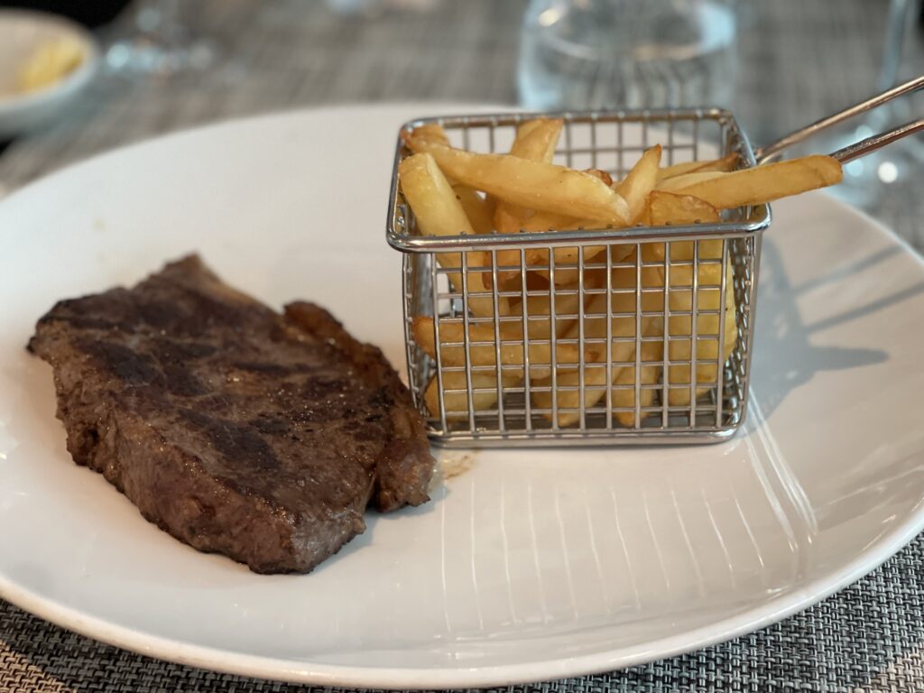 Scenic steak and fries served on Scenic Opal