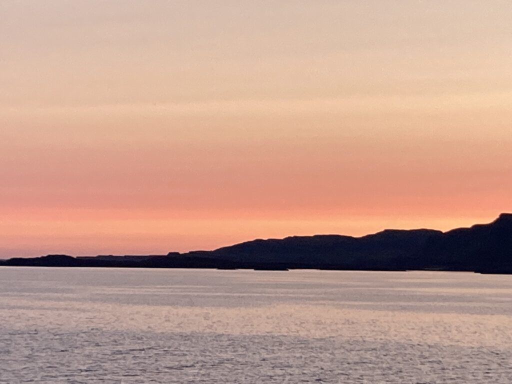11pm sunset on the Hebridean Princess.