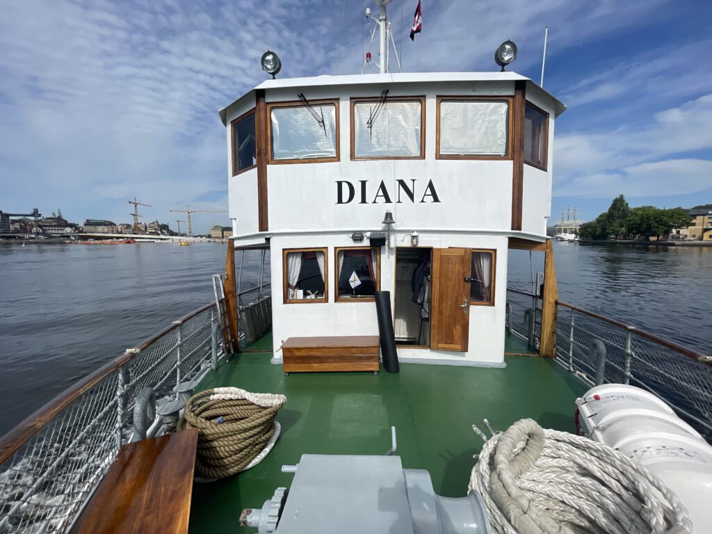 Up on the fo’c’s’le, moments after Diana departed Stockholm