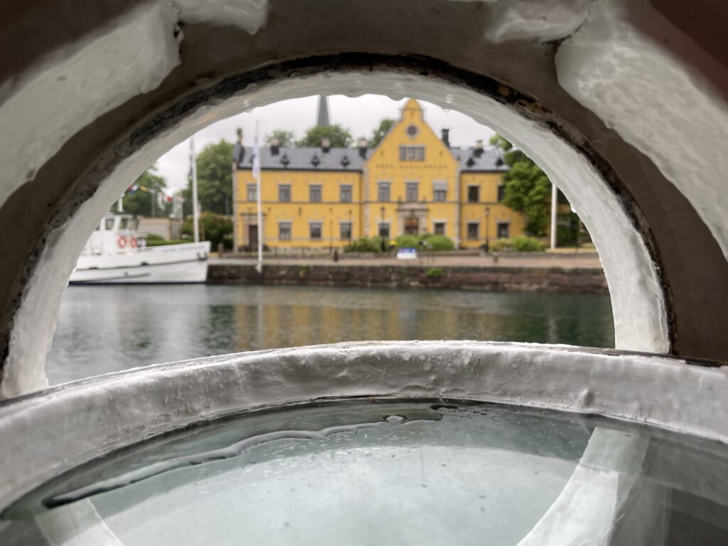 rainy morning in Motala on a Gota Canal cruise aboard Diana
