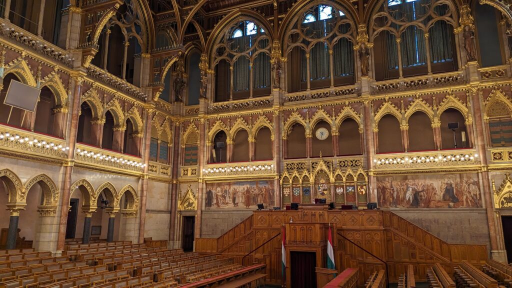 interior of the parliament house in Budapest.