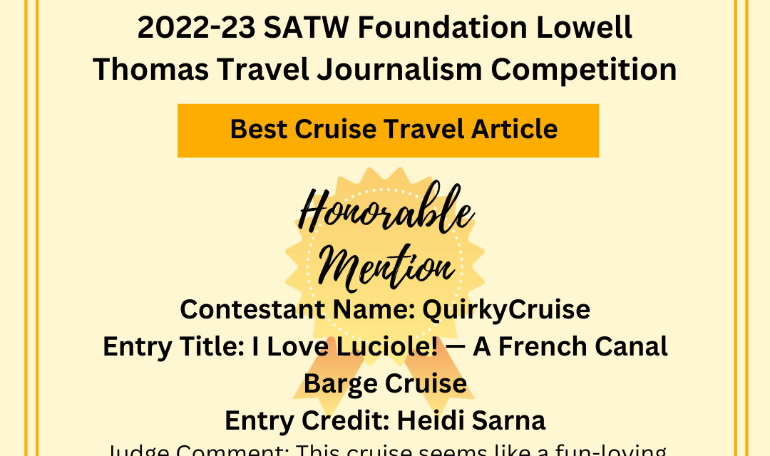 QuirkyCruise Wins Awards In SATW Lowell Thomas Travel Journalism Competition (UPDATED 2024)