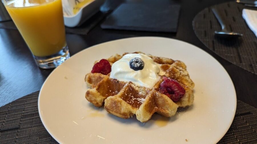 Belgian waffles served on Avalon Waterways Sporty River Cruises