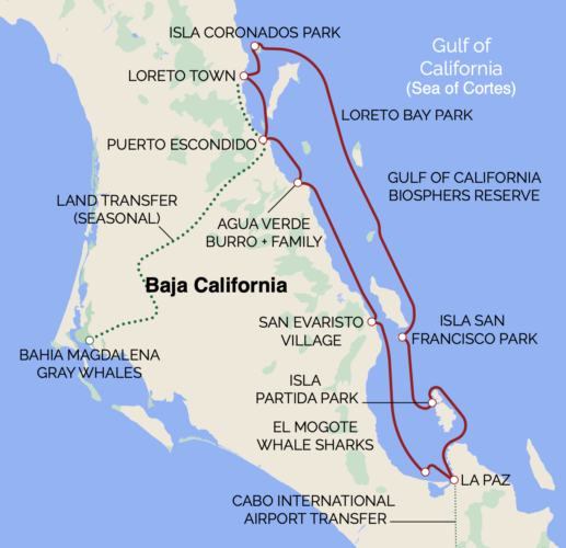 Baja California Cruises map