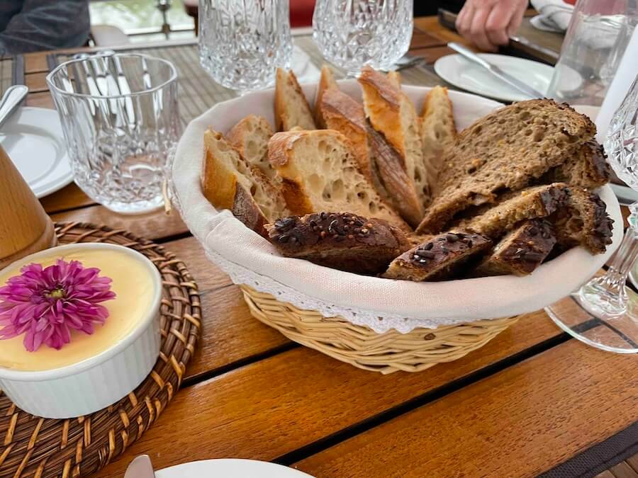 Beautiful breads and creamery fresh buttet at each meal on an Athos French barge cruise
