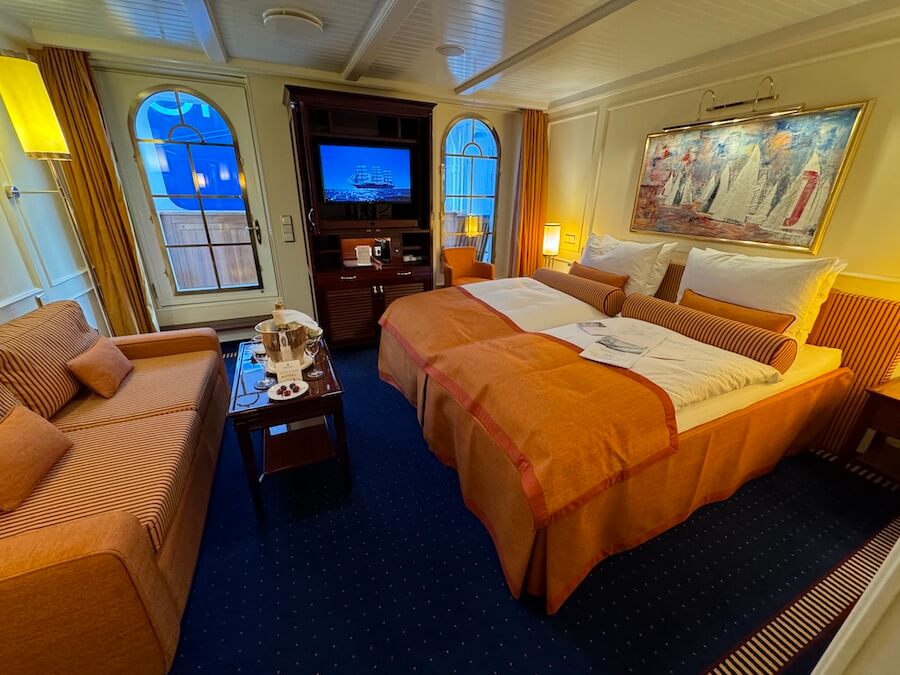 junior suite with balcony of Sea Cloud Spirit cruise review