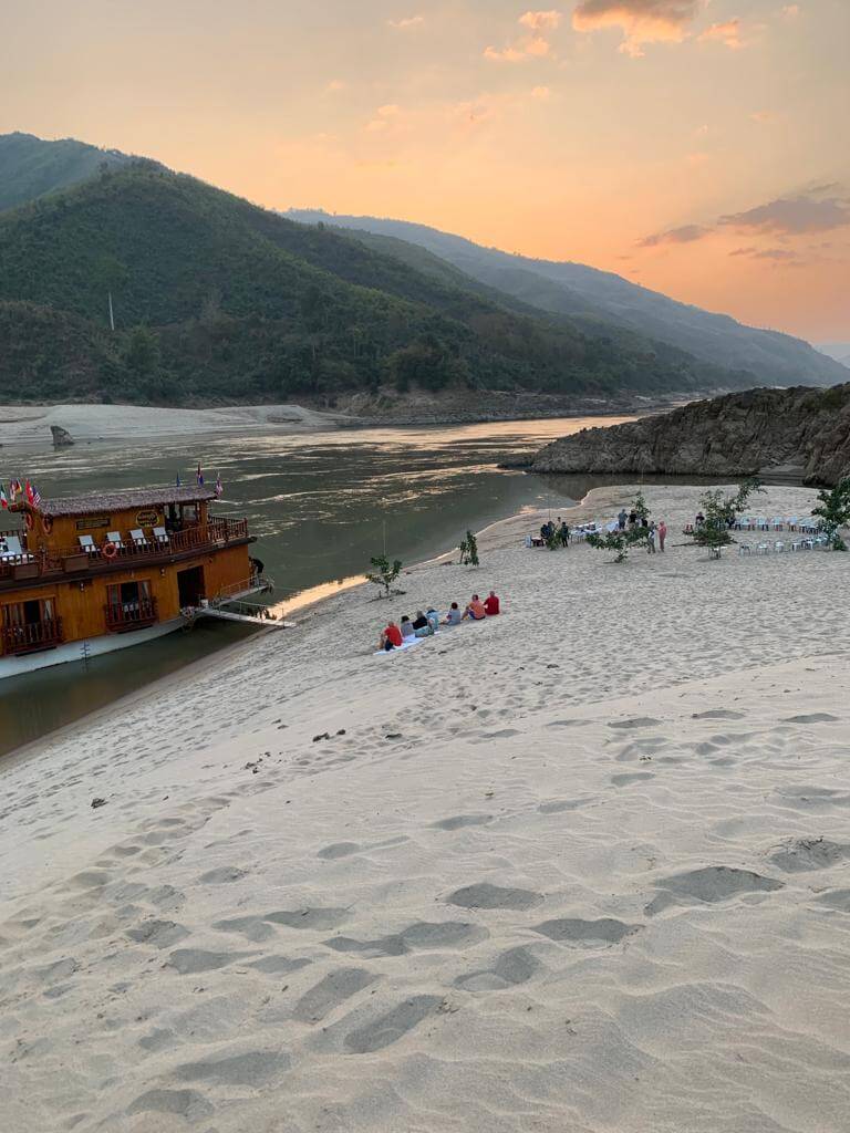 Our mooring for the evening along the sands of the Upper Mekong