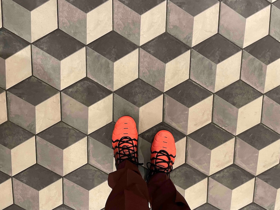 Riverside Ravel cruise review talks about Escher-esque floor tiles 