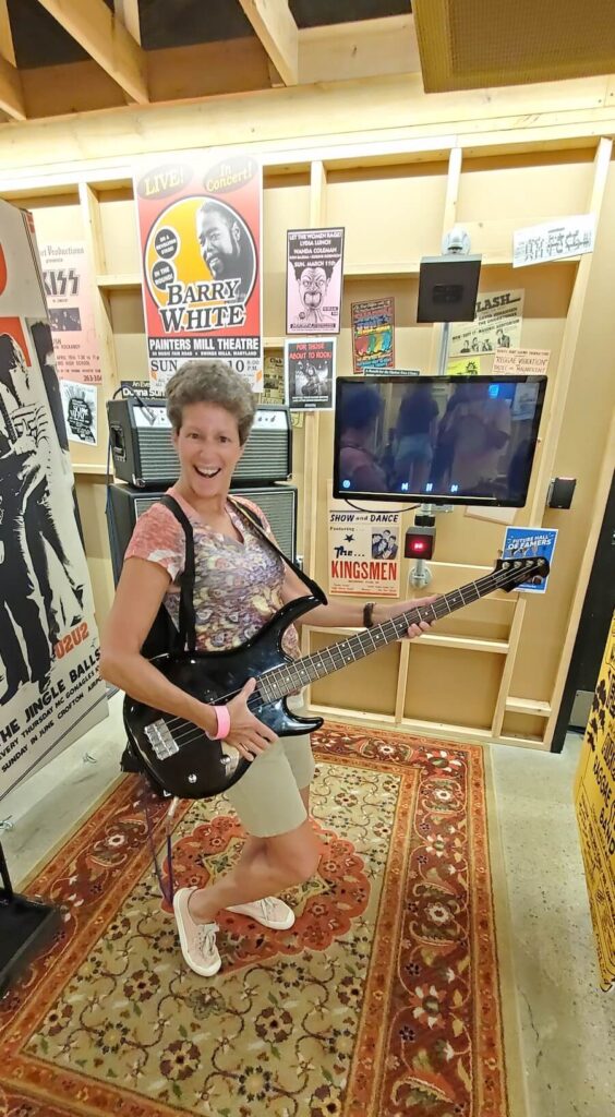 Cele channeling her inner rock star at Cleveland's Rock and Roll Hall of Fame.