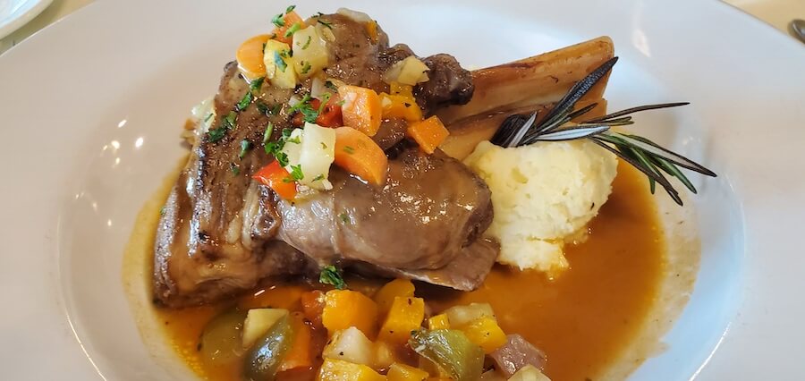 Lamb shank in the dining room.