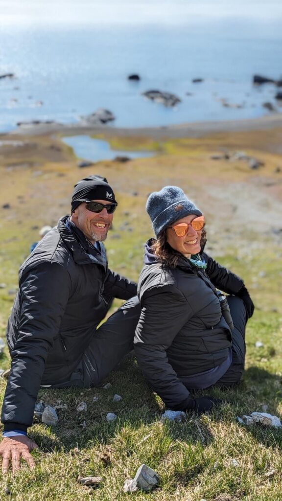 John and Colleen at Gnalodden on a Lindblad Expeditions Arctic cruise