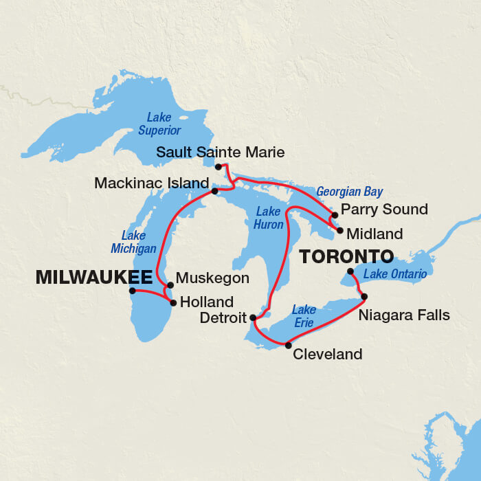 Pearl Mist Great Lakes Cruise map