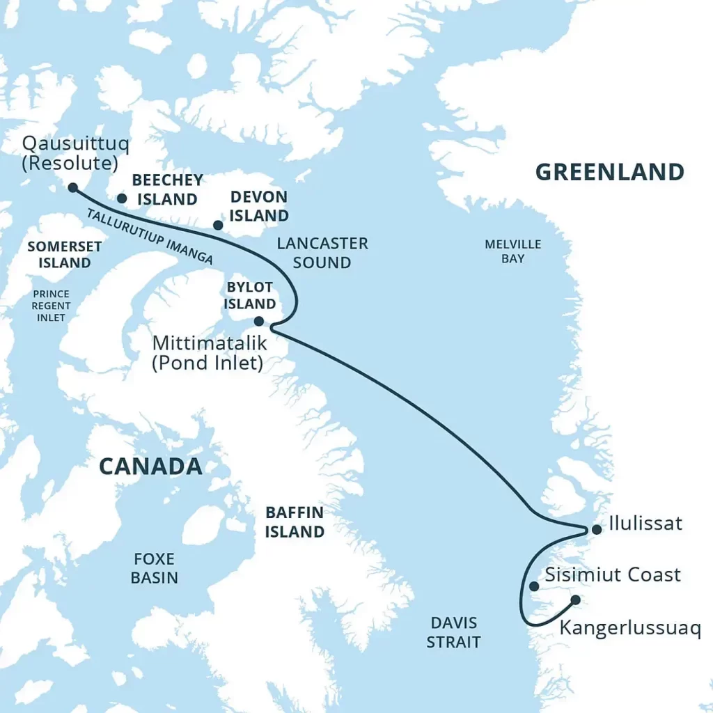 Route map of High Arctic Explorer cruise