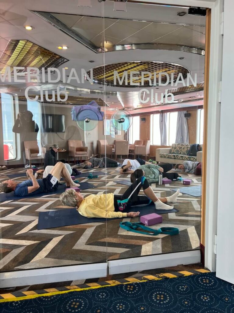 Ocean Endeavour's yoga class on an Adventure Canada Arctic Cruise 