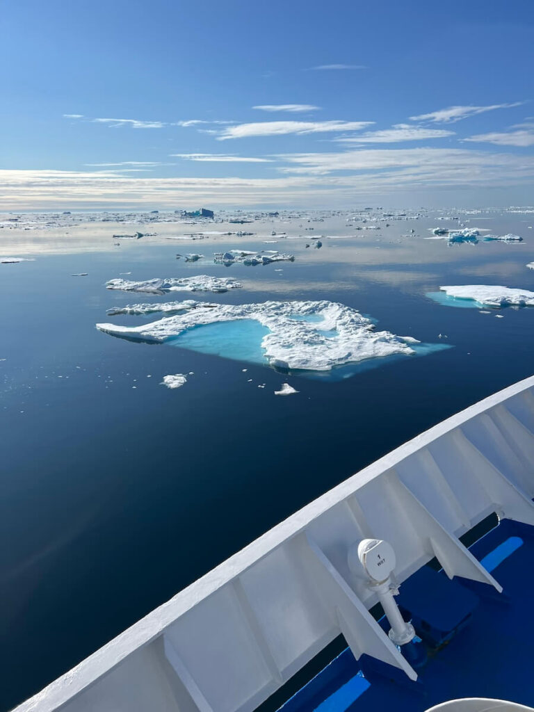 Ocean Endeavour entering the ice fields between Greenland and Canada. 
