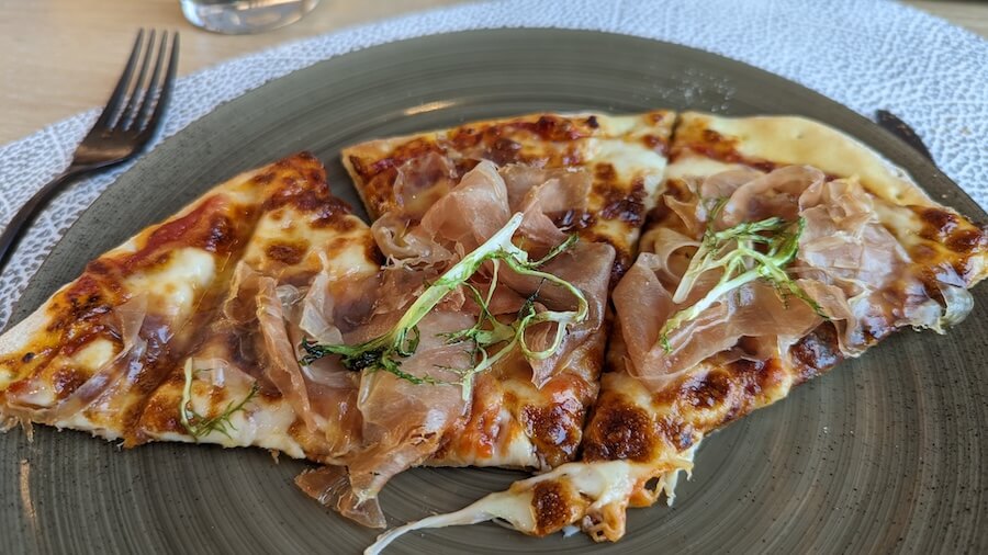 Pizza like this was served daily aboard Diana