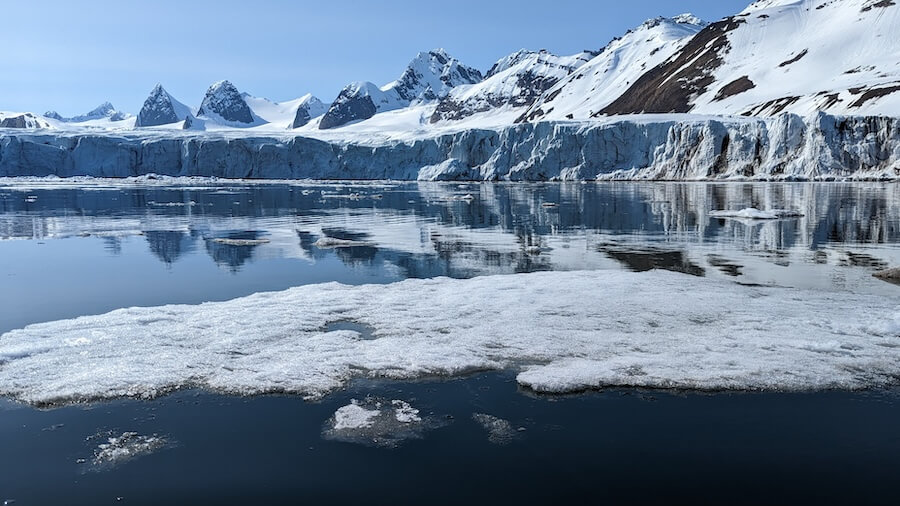 An icy glacier scene in Svalbard