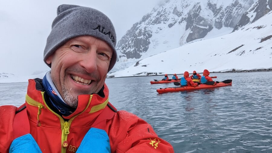 John Roberts sea kayaking on a SH Diana cruise in the High Arctic