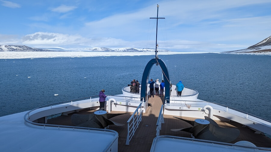 The observation bow of the SH Diana on an Arctic Svalbard cruise