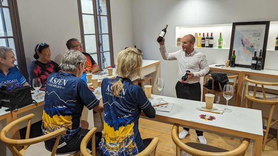 wine school on a Biking River Cruise with Backroads and Amawaterways