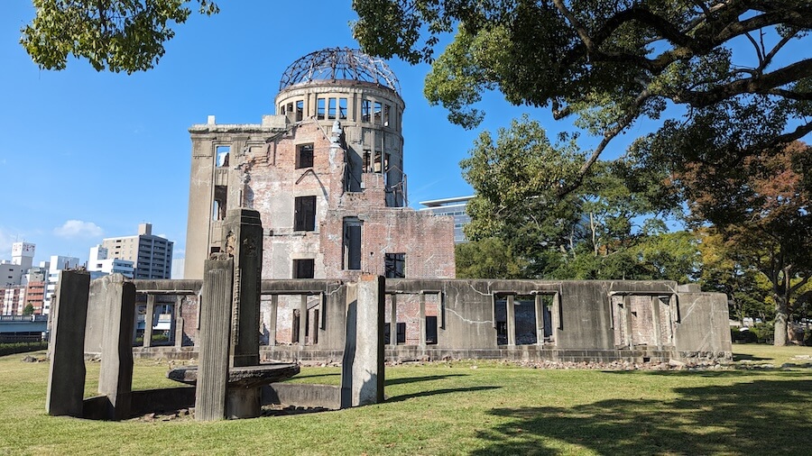 The Hiroshima Peace Memorial (Genbaku Dome) was the only structure left standing in the area where the first atomic bomb exploded on 6 August 1945. It's a UNESCO World Heritage site.