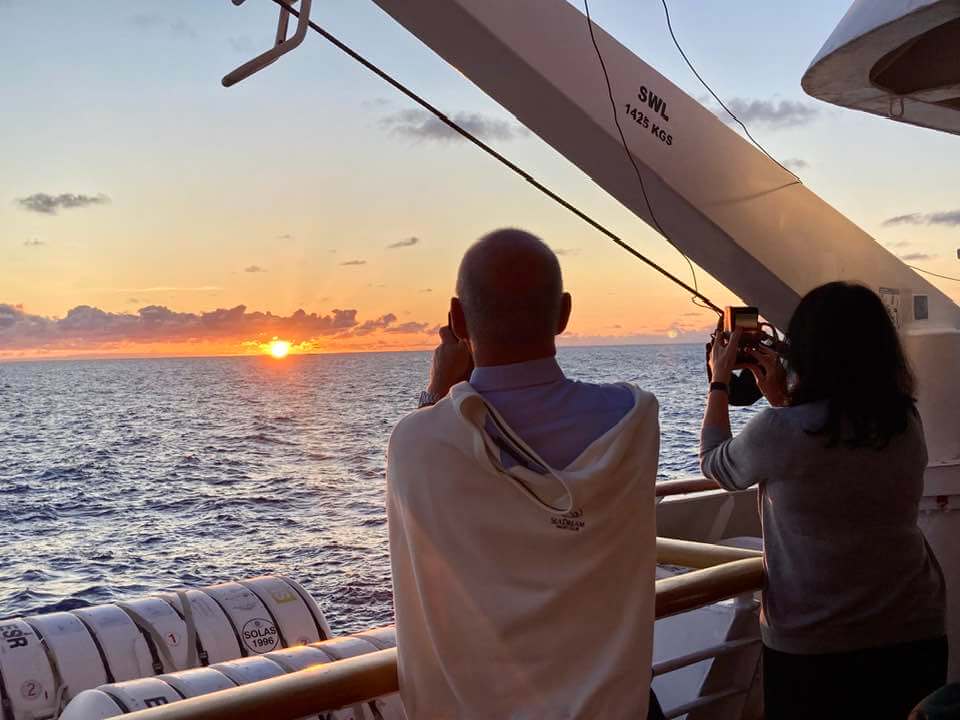 beautiful sunset at sea on a transatlantic crossing