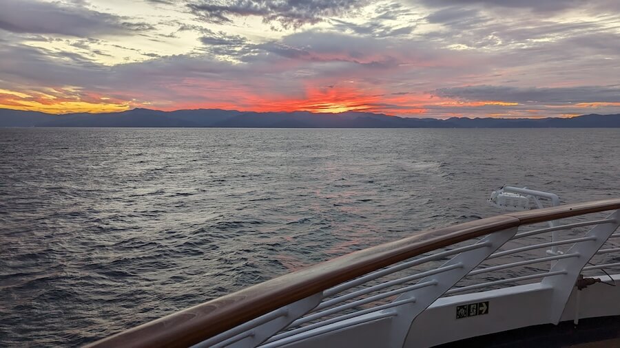 Cruising in and out of Japan's cluster of islands each day.