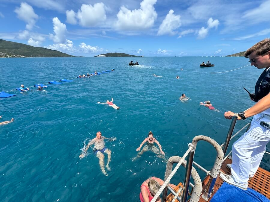 swimming off the back of Sea Cloud II