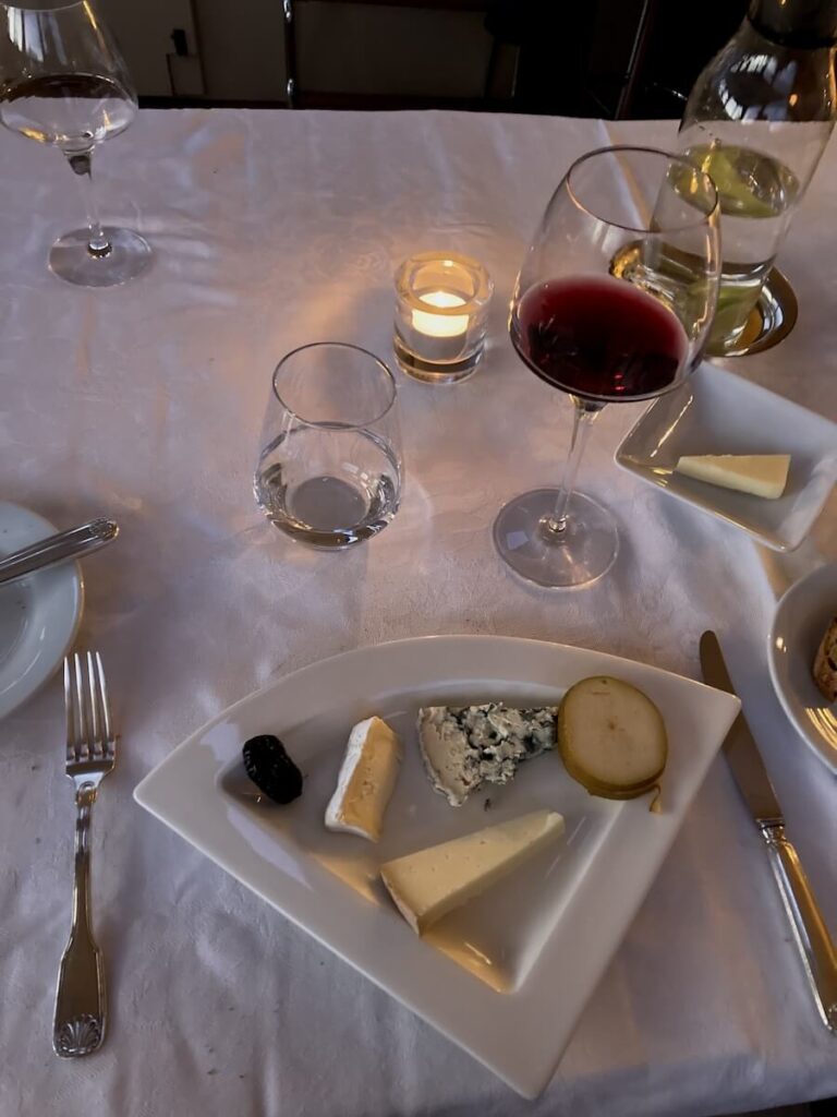 Cheese course on the Roi Soleil Barge Cruise