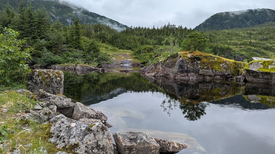 Hiking on shore, here to Esther Lake on a Prince William Sound cruise