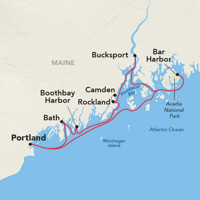 Maine coast cruise map. 