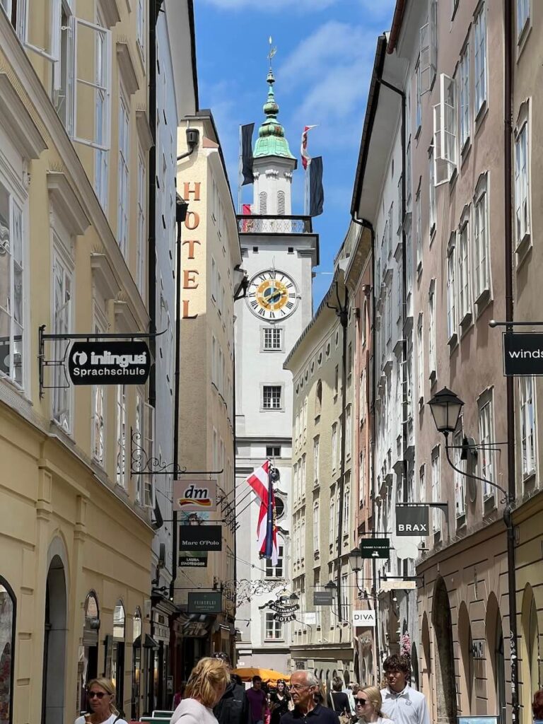 The Clock Tower in Old Town Saltzburg