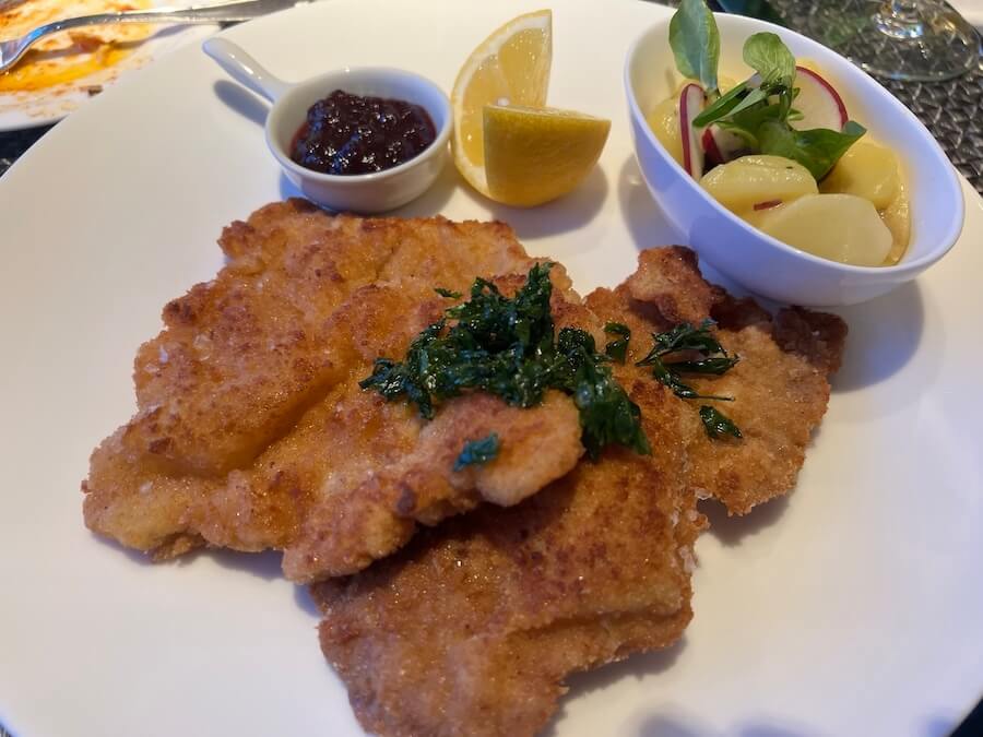 Riverside Mozart Danube River Cruise features classic Wiener Schnitzel