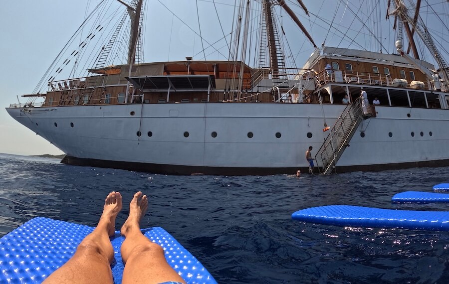 Swimming off the side of the Sea Cloud