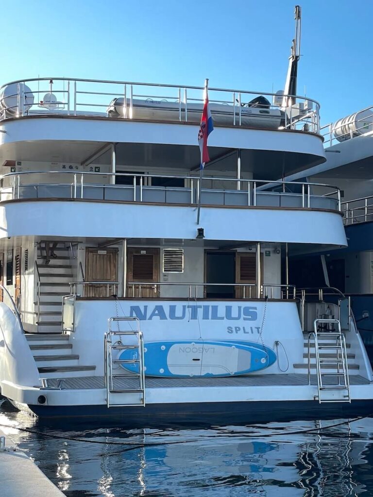 stern of Nautilus provides easy access for swimming on a Croatia Yacht Cruise