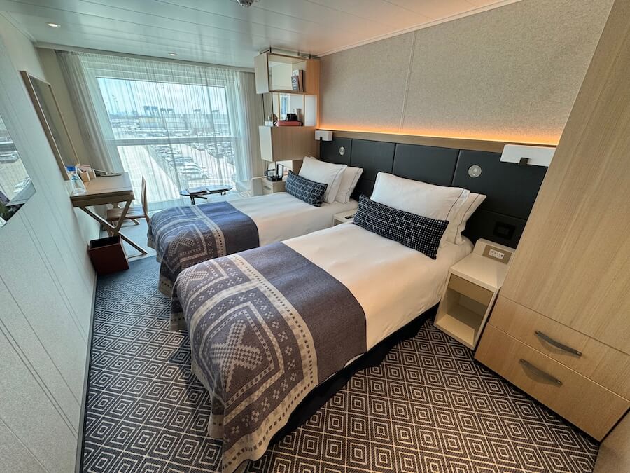 Our beautifully appointed Nordic Balcony Stateroom 3061 on our Viking Eastern Seaboard Explorer