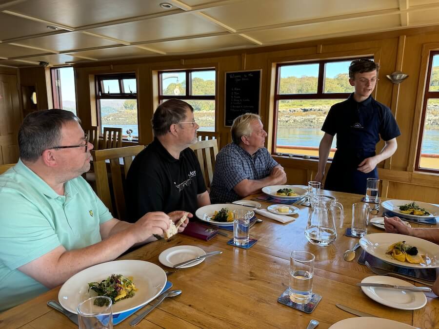 dinner on The Majestic's Glen Etive