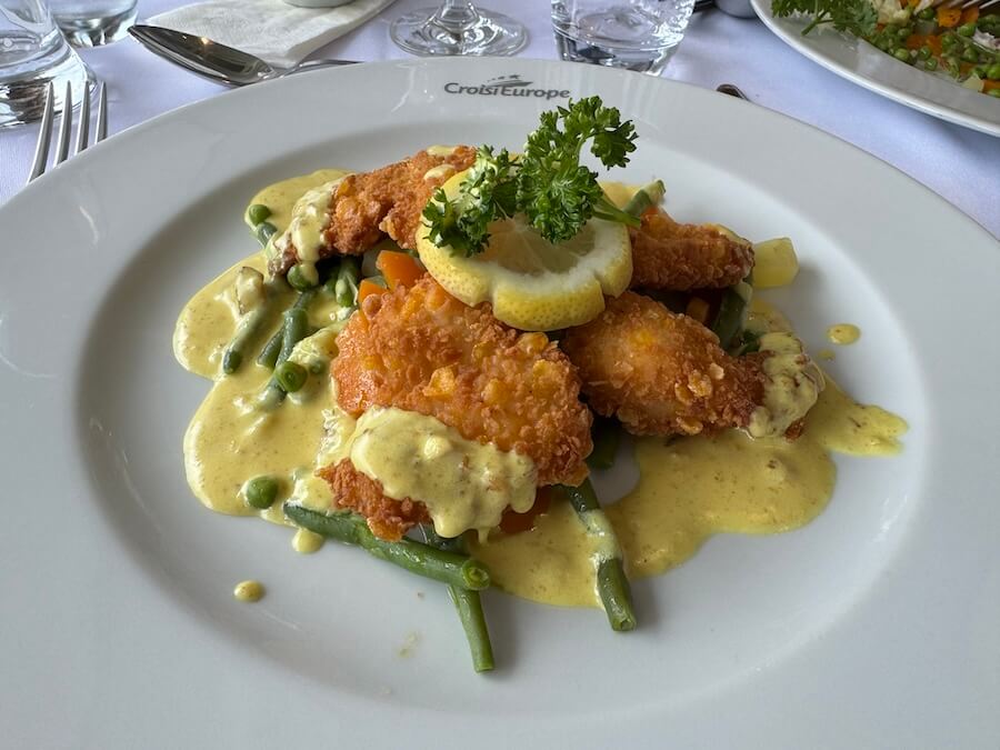 pankow fried chicken entree aboard the MS Symphonie