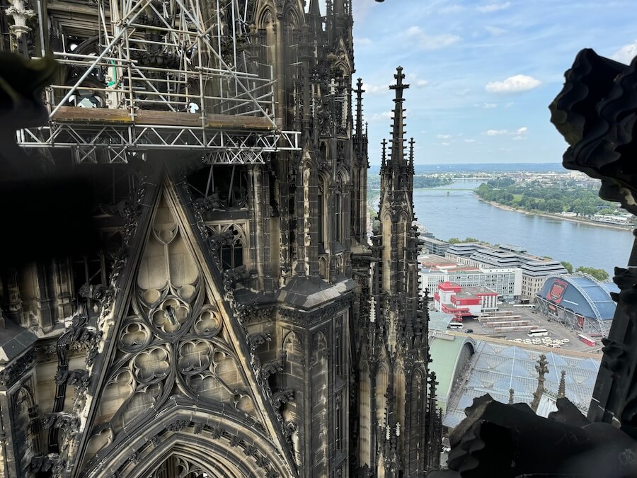 Overlooking the Rhine from the ramparts of Cologne Cathedral.