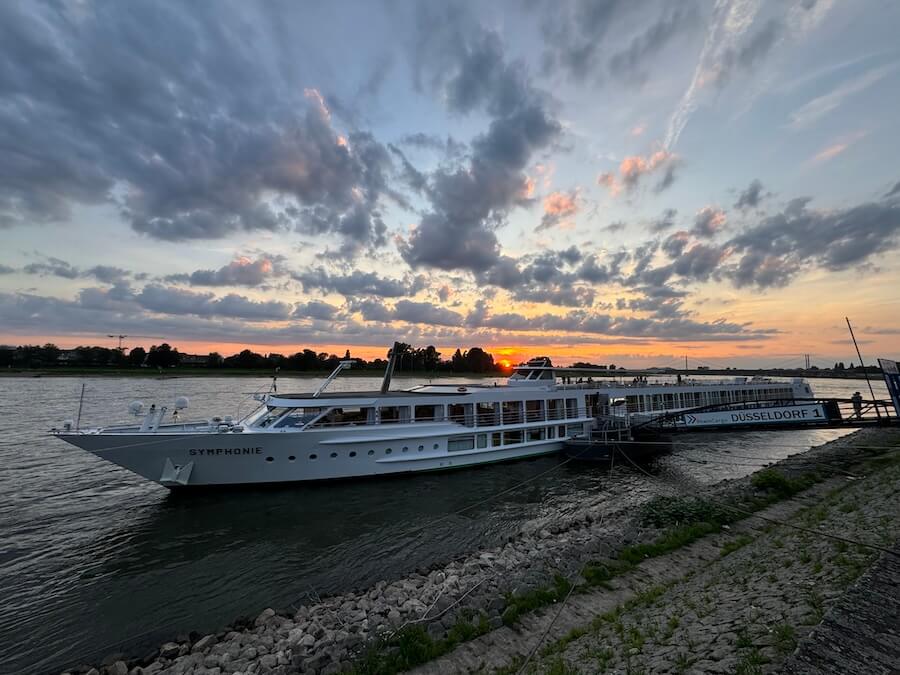 sunset in Dusseldorf on a CroisiEurope Rhine River cruise