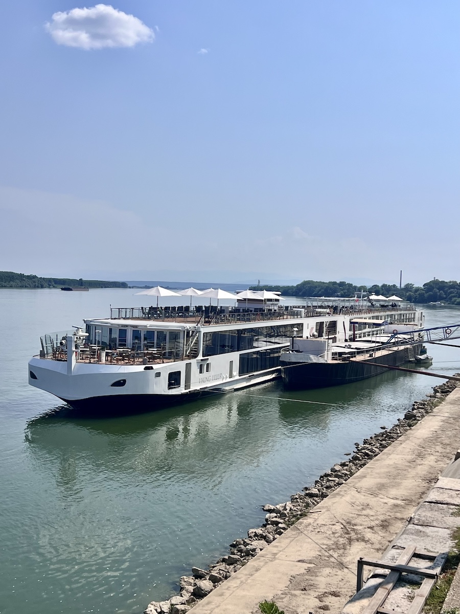 Viking Ullur docked in Vidin, Bulgaria on an Eastern Europe Viking Cruise