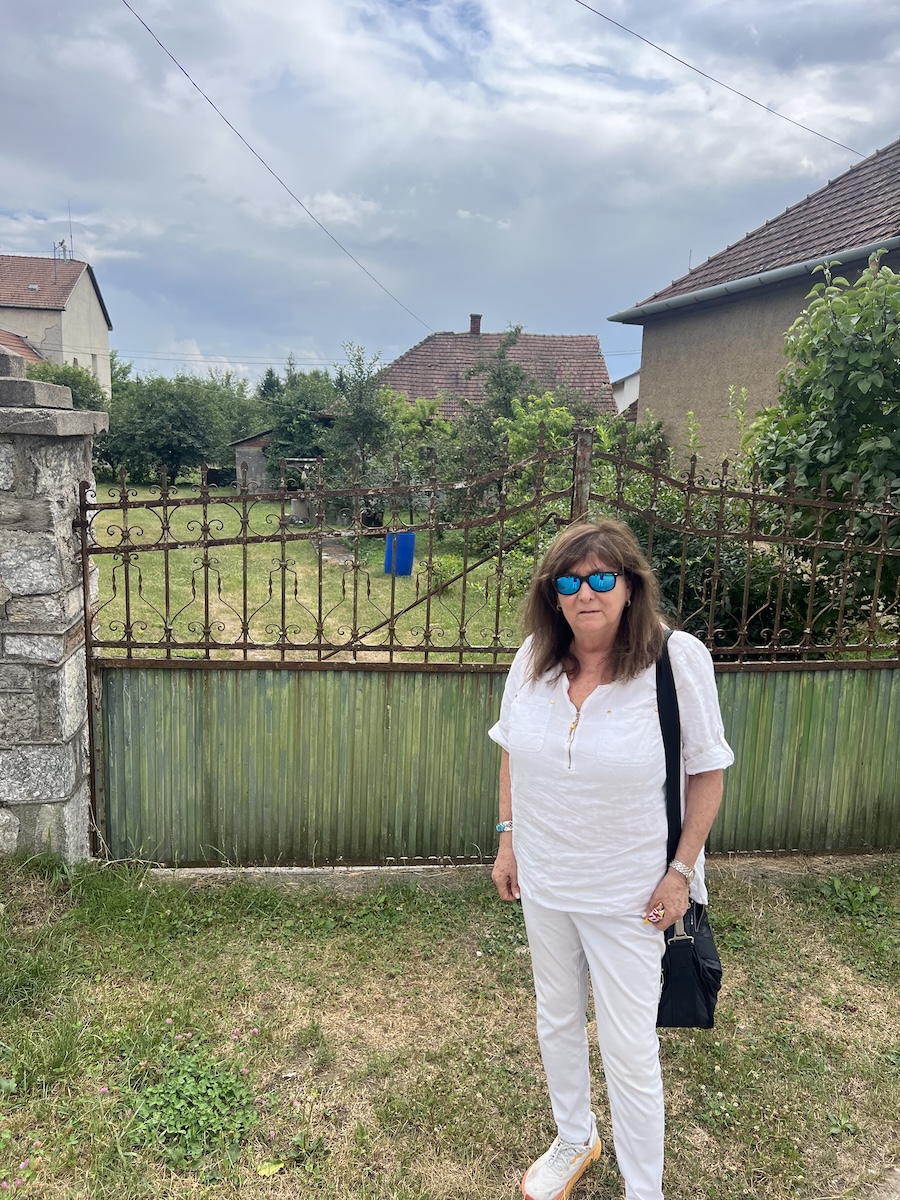 Judi in the footsteps of her mother in Szendro, Hungary.