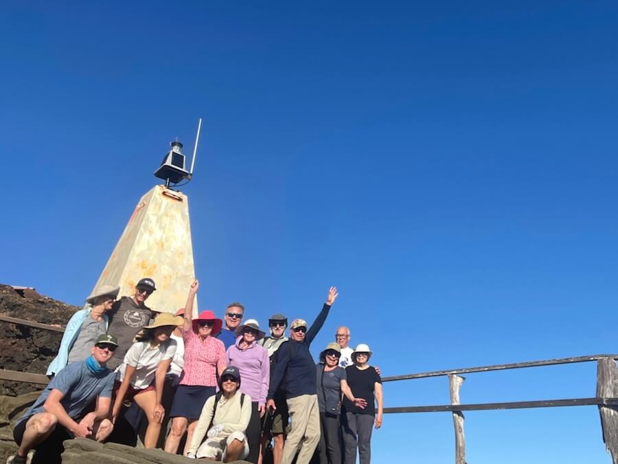 Group reaching the top of Bartolome Island